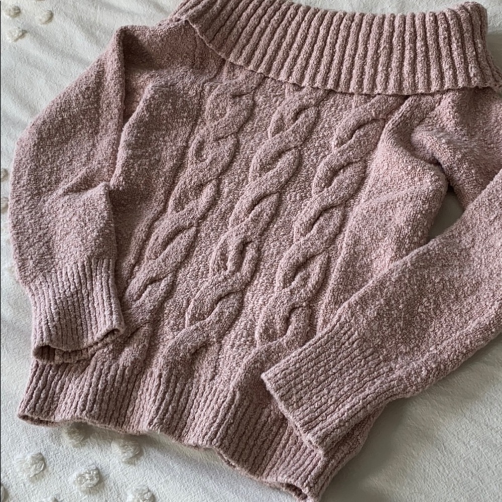 Free People Pink Off The Shoulder Sweater View 3